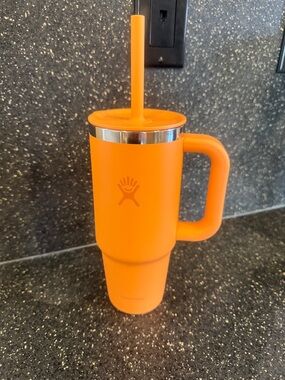 Hydro Flask Bright Orange Travel Tumbler with Handle & Straw